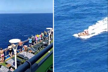 Regal Princess passengers cheer as crew rescues plane crash victims
