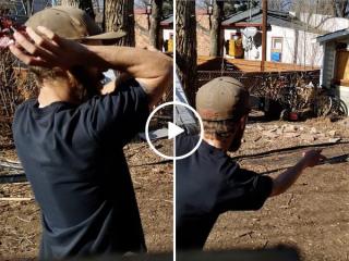 Real-life Bullseye perfects an insanely hard knife trick (Video)