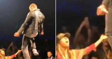 Whew! Justin Timberlake Gets a Little Flirty With Jessica Biel While Performing on Stage