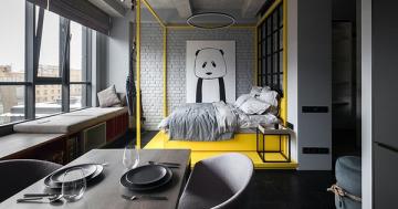 Monochromatic 430 sq. ft. apartment comes alive with bursts of color