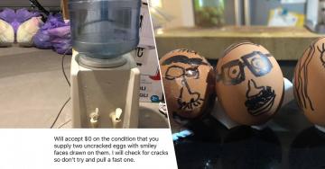 Guy selling his water cooler ends up starting EGGS-treme bidding war (18 Photos)