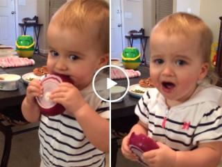 Toddler bites into a red onion thinking it’s an apple (Video)