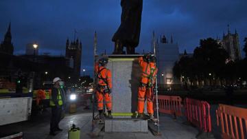 Statues boarded up in London as more protests expected