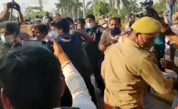 Watch: Priyanka Gandhi Vadra Shields Congress Workers During Lathi Charge