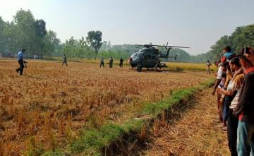 IAF Choppers Makes Precautionary Landing In UP Field, Huge Crowd Gathers