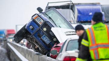 About 30 vehicles involved in pileup on icy Montana bridge