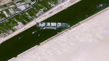 Maritime traffic jam grows outside blocked Suez Canal