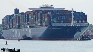 Largest container ship hits East Coast as ports see surge