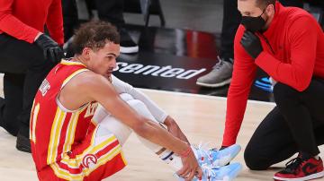 Hawks’ Young has ‘sore’ ankle after freak encounter with ref in Game 3