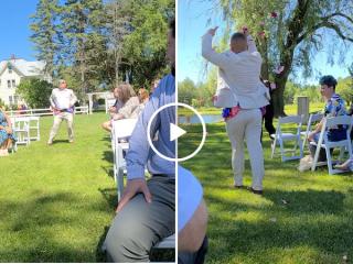 Congrats to the happy couple and their fancy flower dude (Video)