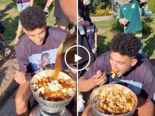 Is there anything more Canadian than eating poutine from the Stanley Cup? (Video)