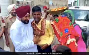 Watch: Punjab Chief Minister Stops Vehicle To Greet Newly-Wed Couple