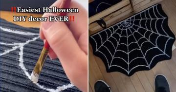 TikTokers Are Flocking to Dollar Tree to DIY This Spider Web Rug For Halloween