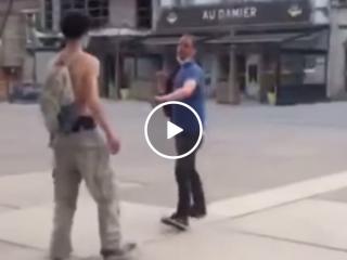 Drunken aggressor gets dropped like a sack of bricks (Video)