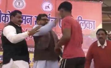 Video Shows BJP MP Slapping Wrestler On Stage At Sports Event