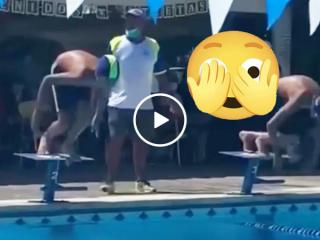 Mom gets REEAAALLLY into a swimming event (Video)