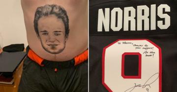 NHL fan gets life-size tattoo of favorite players face in exchange for jersey (7 GIFs)