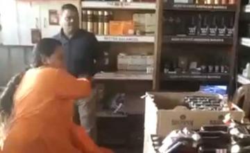 Watch: BJP Leader Uma Bharti Vandalises Liquor Shop In Bhopal