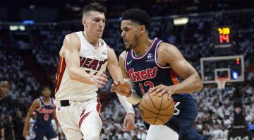 Herro’s 25 points lead Heat over Embiid-less 76ers in Game 1