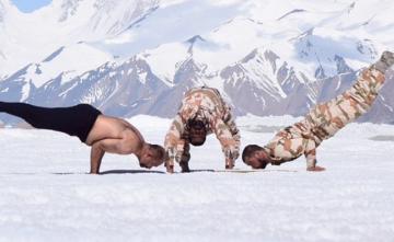Indo-Tibetan Border Police Practice Yoga At 17,000 Ft In Himalayas