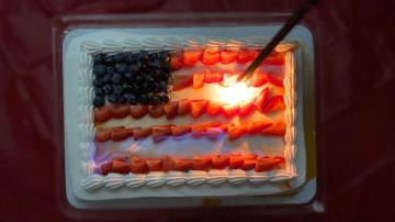 You Should Flambé Your American Flag Cake