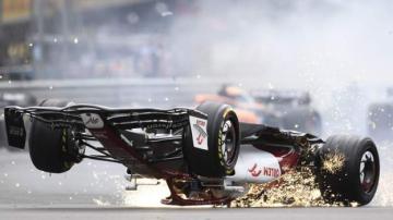 British Grand Prix: Carlos Sainz wins after huge Zhou Guanyu crash