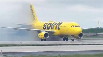 Spirit Airlines flight catches fire on runway after landing