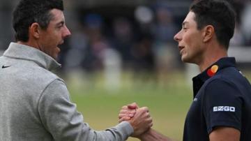 The Open: Rory McIlroy and Viktor Hovland share lead at St Andrews after third round