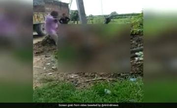 Watch: Video Shows Agra Man Beating Up Wife Tied To Electric Pole