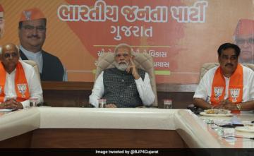 PM Modi Holds Meeting With BJP Leaders In Gujarat Before Concluding Visit