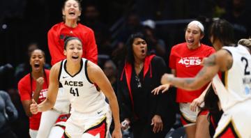 Young beats buzzer, Aces top Storm in OT to lead semifinal series