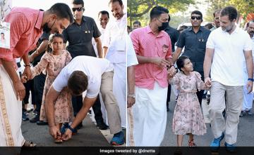 Watch: Rahul Gandhi Helps Little Girl Wear Shoe During Bharat Jodo Yatra