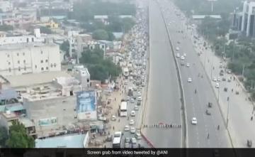 Commuters Stuck Due To Massive Traffic Snarls On Delhi-Jaipur Highway