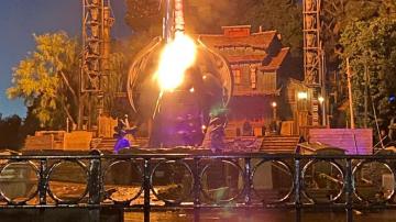 Animatronic dragon bursts into flames during Disneyland show