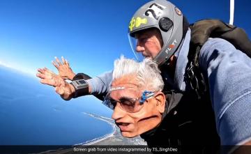 Video: Chhattisgarh Minister TS Singh, 70, Goes Skydiving In Australia