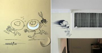 Artist weaves real everyday objects into their drawings with clever results (28 Photos)