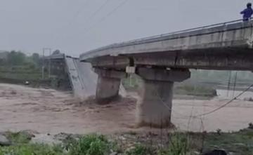 River In Spate Breaks Off Part Of Concrete Bridge In Uttarakhand