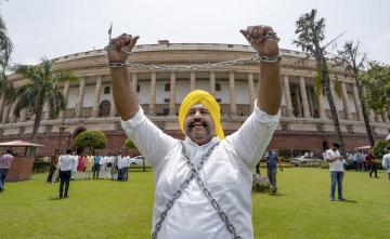 AAP MP Comes To Parliament In Chains To Protest His Suspension