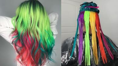 Crazy Hair Dye | Before & After Crazy colour | Rainbow Hair Colour Transformation | Silver Hair 2018