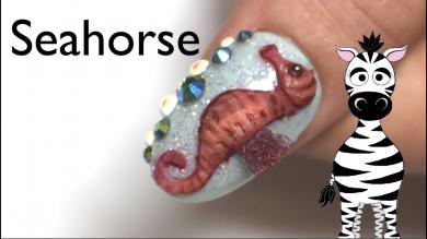 3D Seahorse Acrylic Nail Art Tutorial | Ejuibas EFile Review