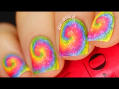 EASY Rainbow Tie Dye Nail Art Design Tutorial (Pride Manicure!) || KELLI MARISSA