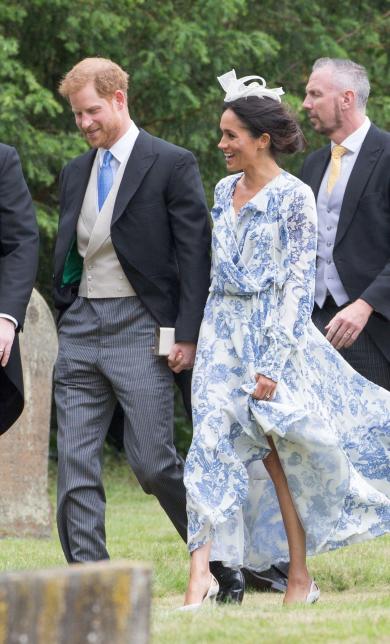 Meghan Markle Wore a Gorgeous Blue Oscar de la Renta Dress to Princess Diana's Niece's Wedding