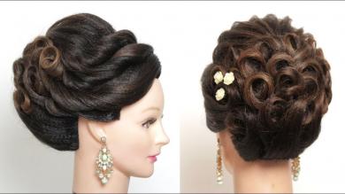 Updo For Wedding. Beautiful Bridal Hairstyle For Long Hair Tutorial