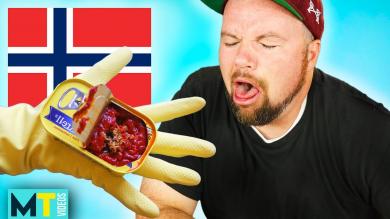 Men Try Tasting Weird Norwegian Food and Snacks Taste Test