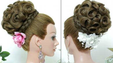 Bridal hairstyle. Updo for long hair tutorial