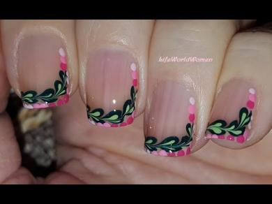 FRENCH MANICURE DESIGNS #21 Dry Marble Leaf Nail Art