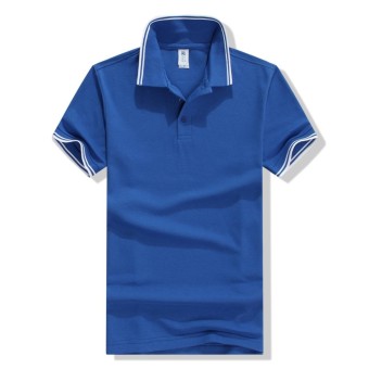 Pria Olahraga POLO T-shirt Katun Manik Leisure Tops (Biru)-Intl