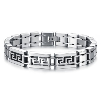 ZUNCLE Korean Fashion Jewelry Men's personality Great Wall grain titanium steel bracelet wholesale(Silver)