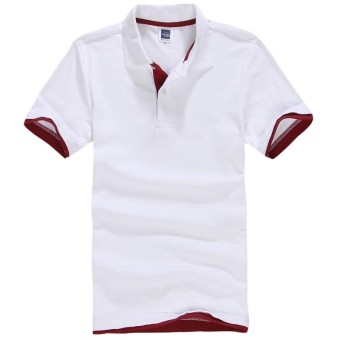 Pria Polo ShirtShort Lengan Golf Tenis Shirt (putih + Merah)-Intl:XL