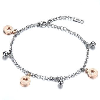 Zuncle Bracelet  Anklet Dual-Use Heart-Shaped Bell Titanium Steel Bracelet Female Jewelry Wholesale Rose Gold